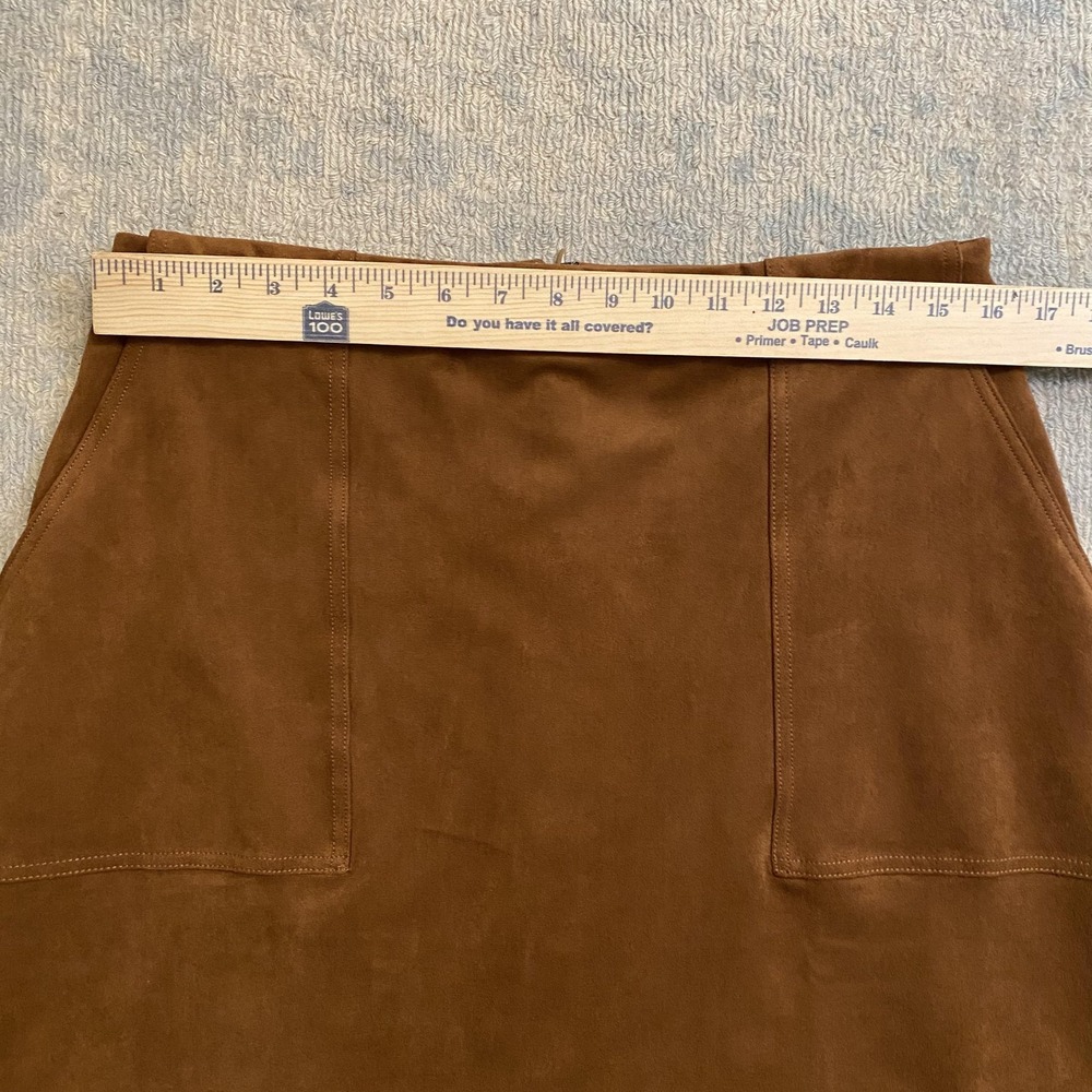 Banana Republic Skirt Womens 10 Brown Faux Suede Stretch A Line Mini Pockets - Picture 2 of 11
